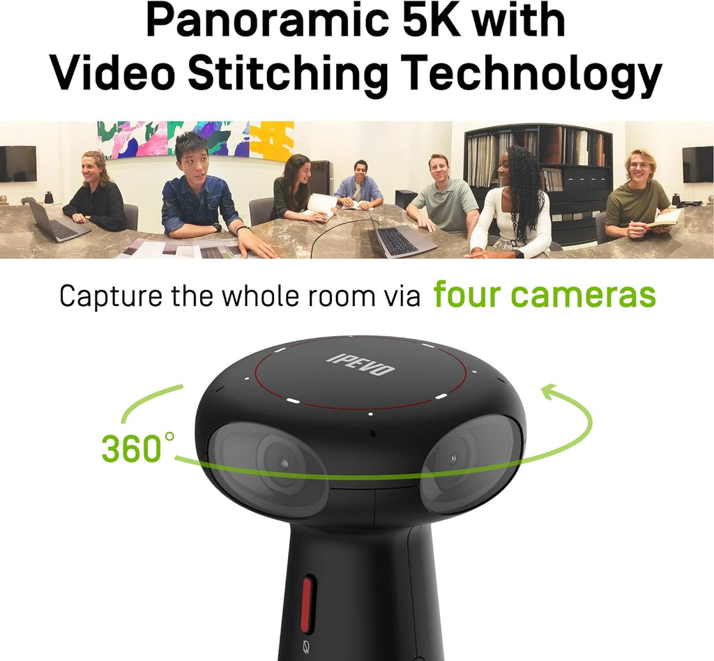 IPEVO Totem 360, Panoramic 360Degree Conference Camera, USBC Plug'n