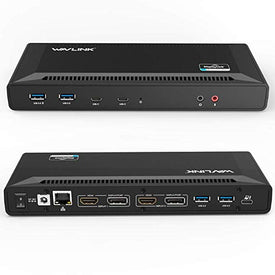 WAVLINK USB C Dual 4K Docking Station with 60W Power Delivery- Thunderbolt 3 Compatible, 5K Single Video Display Port Replicator 2xDisplay Port, 2xHDMI, Gigabit Ethernet, 2 USB 3.0 Port, 2 Type C