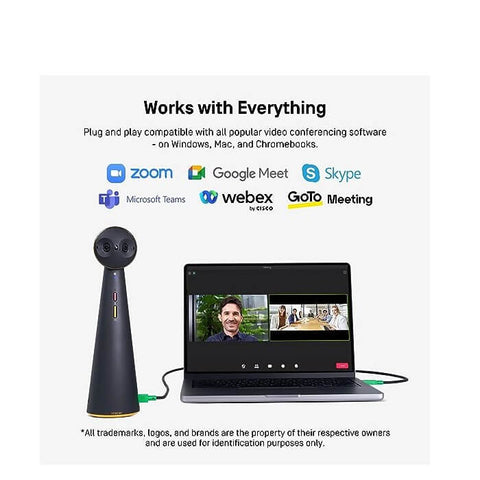 TOTEM 180 4K Panoramic Video Conference Camera w/ 180° & 120° View, Premium Webcam, AI Auto Framing, Noise Reduction Mics, Plug-and-Play USB-C, Remote Learning