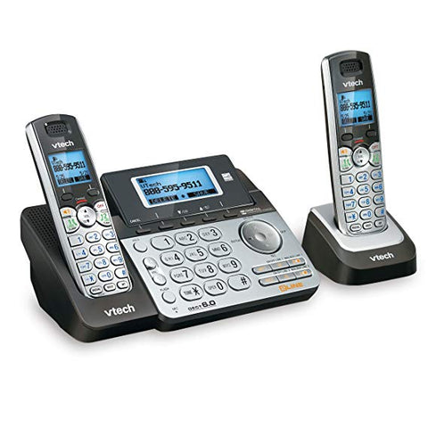 VTech DS6151-2 2 Handset 2-Line Cordless Phone System for Home or Small Business with Digital Answering System & Mailbox on Each line, Silver