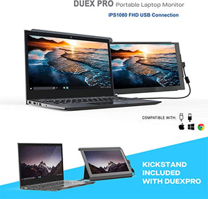 Portable Monitor -Duex Pro Upgraded 2.0 with Kickstand Combo, 12.5 Inch Full HD IPS Screen for laptops, USB C/Type -A Lightweight Dual Laptop Monitor, Brightness Adjustable Anti Glare Portable Screen