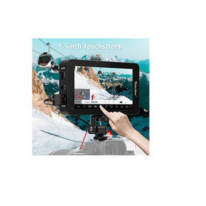 Desview R6 5.5' Touchscreen Camera-Field Monitor UHB 2800nits1920x1080 4K HDMI With 3D LUT HDR Waveform Vectorscope False Color Zebra for DSLR & Mirrorless Camera Bundle With Lens Cleaning Cloth